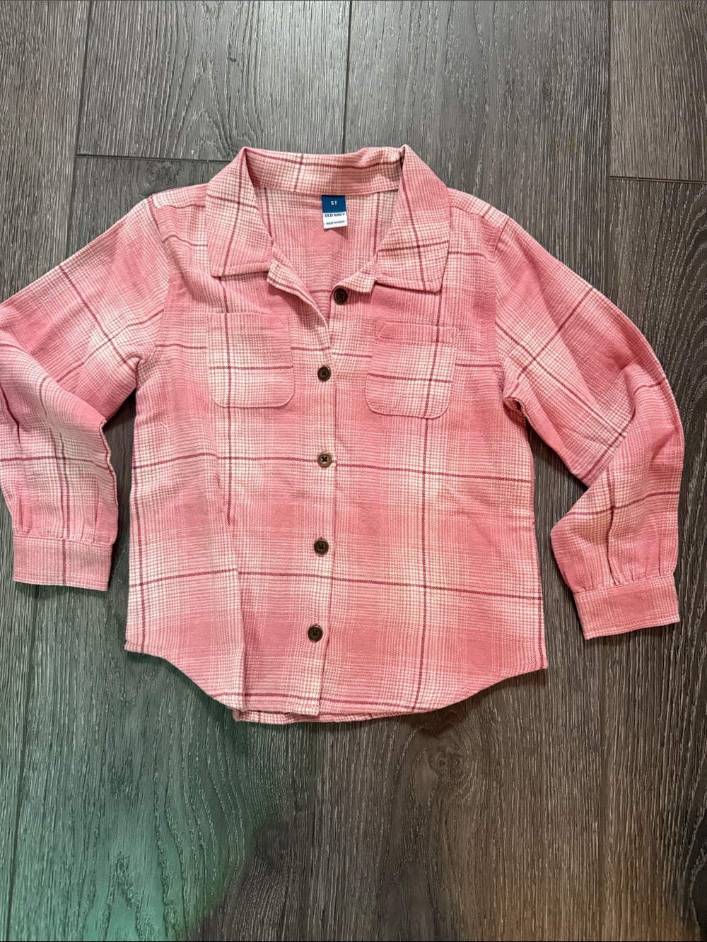 Old Navy Pink Plaid Button-Down Shirt for Kids